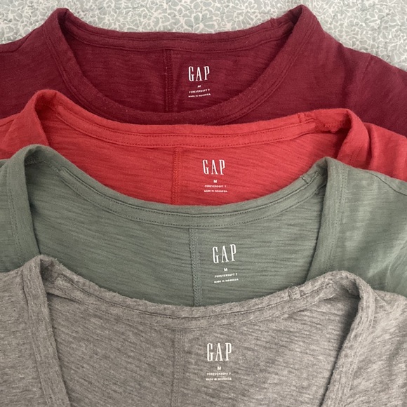 GAP Tops - GAP forever soft T, size ladies M, Bundle of 4; Maroon, burnt Orange, Sage, grey